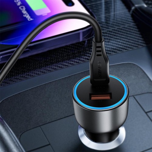 Автомобильное зарядное устройство Acefast B21 Адаптер 1A/1C, 75W/3A, PD/QC grey