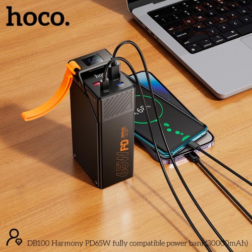 Повербанк для ноутбука 65W Hoco Harmony DB100 30000mAh 2 USB 2 Type-C 4.5A black
