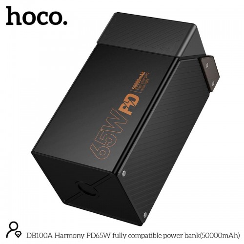 Повербанк для ноутбука 65W Hoco Harmony DB100A 50000mAh 3 USB 3 Type-C 4.5A black