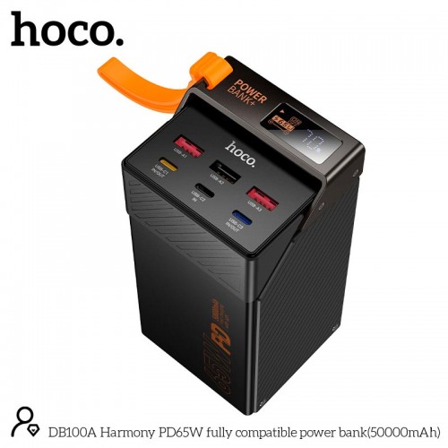 Повербанк для ноутбука 65W Hoco Harmony DB100A 50000mAh 3 USB 3 Type-C 4.5A black