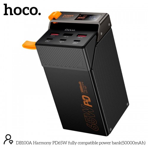 Повербанк для ноутбука 65W Hoco Harmony DB100A 50000mAh 3 USB 3 Type-C 4.5A black