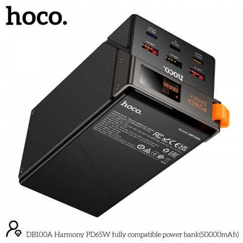 Повербанк для ноутбука 65W Hoco Harmony DB100A 50000mAh 3 USB 3 Type-C 4.5A black