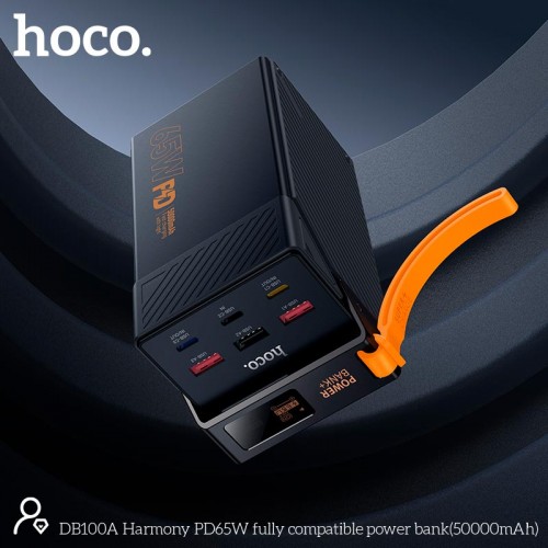 Повербанк для ноутбука 65W Hoco Harmony DB100A 50000mAh 3 USB 3 Type-C 4.5A black