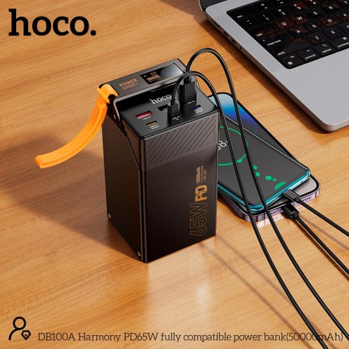 Повербанк для ноутбука 65W Hoco Harmony DB100A 50000mAh 3 USB 3 Type-C 4.5A black