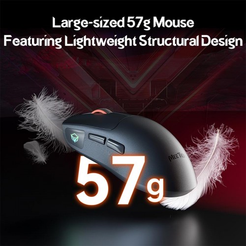 Миша Meetion Gaming mouse GW12 800-12800DPI, 2.4G/BT/USB-C, RGB black
