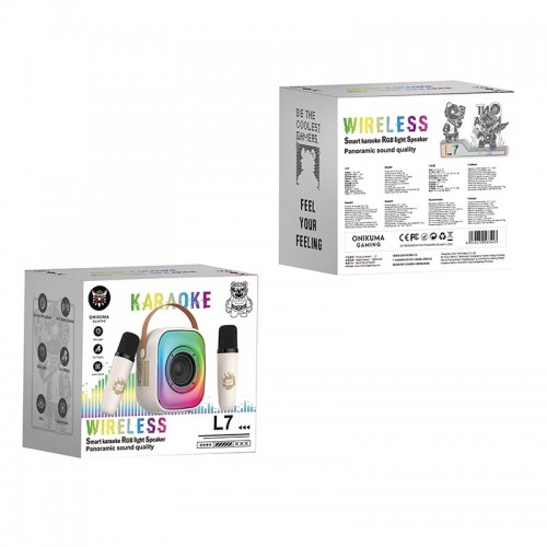 Портативная Bluetooth колонка Onikuma L7 с 2 микрофонами RGB IPX4 BT5.3, USB/TF/AUX, 5W, 5ч pink