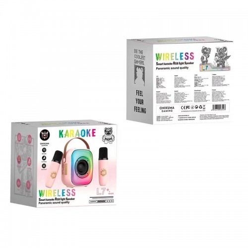 Портативная Bluetooth колонка Onikuma L7 с 2 микрофонами RGB IPX4 BT5.3, USB/TF/AUX, 5W, 5ч pink