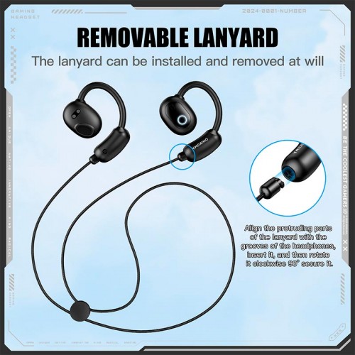 Бездротові Bluetooth навушники TWS Onikuma T25 Earbuds Sport Run Ergonomic Design Audifonos IPX4 BT5.4, 4-5h black