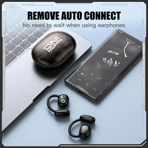 Бездротові Bluetooth навушники TWS Onikuma T25 Earbuds Sport Run Ergonomic Design Audifonos IPX4 BT5.4, 4-5h black