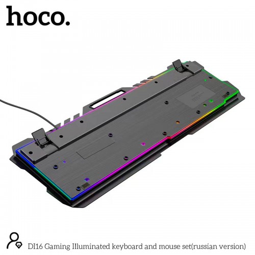 Игровой набор Hoco DI16 2 в 1 Мышь Клавиатура с подсветкой (Ru/En) черный
