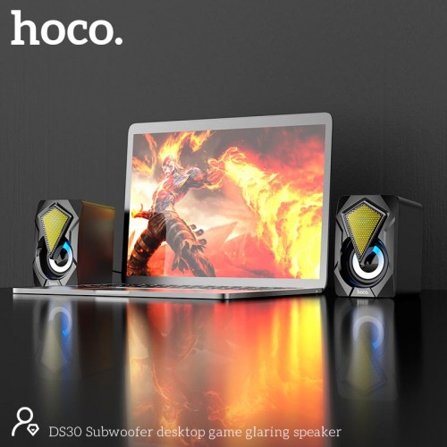 Акустика для ПК Hoco Subwoofer для настільних ігор з підсвічуванням DS30 |AUX/USB, 3Вт×2| чорна