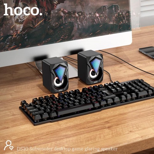 Акустика для ПК Hoco Subwoofer для настільних ігор з підсвічуванням DS30 |AUX/USB, 3Вт×2| чорна