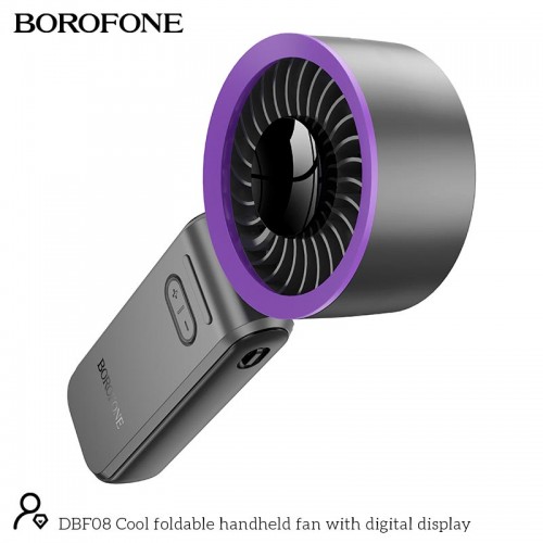 Портативний вентилятор Borofone Cool складаний ручний з цифровим дисплеєм DBF08 3,5–13 год сірий