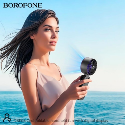 Портативний вентилятор Borofone Cool складаний ручний з цифровим дисплеєм DBF08 3,5–13 год сірий