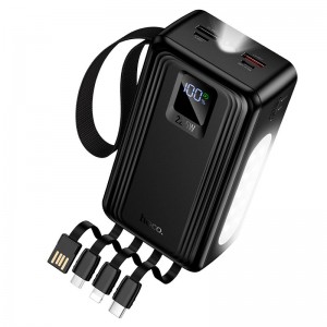 Повербанк Hoco J173A Jingyao 30000mAh 22.5W/3A с 2 фонариками и 4 кабелями black