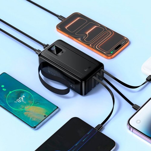 Повербанк Hoco J173A Jingyao 30000mAh 22.5W/3A з 2 ліхтариками та 4 кабелями black