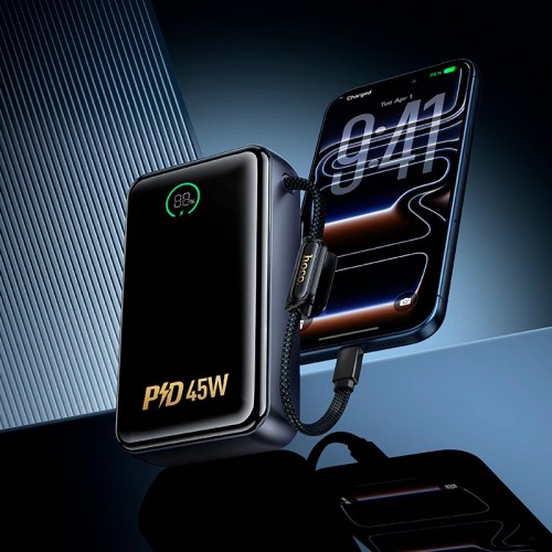 Повербанк 45W Hoco Shine Q54 20000mAh PD/QC з кабелем Type-C Metal Grey