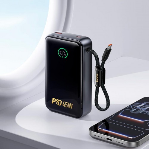 Повербанк 45W Hoco Shine Q54 20000mAh PD/QC з кабелем Type-C Metal Grey
