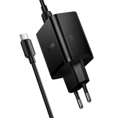 Мережевий адаптер HOCO Grande зарядний набір з кабелем C to C N75 2C/1A, 65W/3A, PD/QC чорний