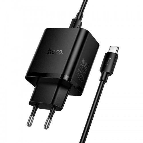 Мережевий адаптер HOCO Grande зарядний набір з кабелем C to C N75 2C/1A, 65W/3A, PD/QC чорний