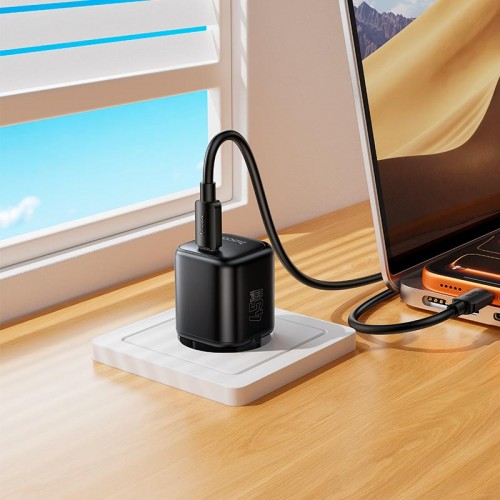 Мережевий адаптер HOCO Mini N84 1C, 45W/3A, PD3.2/QC чорний