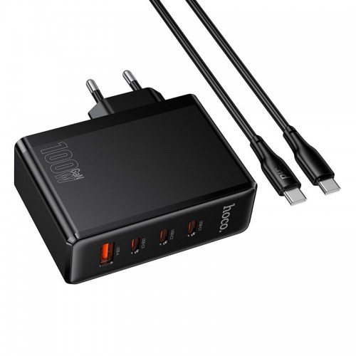 Мережевий адаптер HOCO Vigoroso charger набір кабель C–C N85 3C/1A, 100W/3A, PD/QC чорний