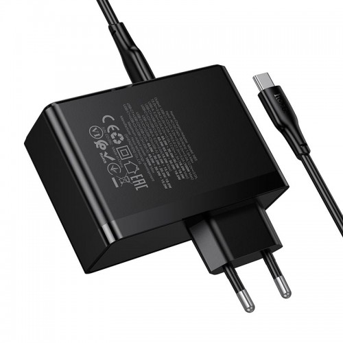 Мережевий адаптер HOCO Vigoroso charger набір кабель C–C N85 3C/1A, 100W/3A, PD/QC чорний