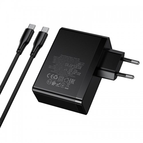 Мережевий адаптер HOCO Vigoroso charger набір кабель C–C N85 3C/1A, 100W/3A, PD/QC чорний