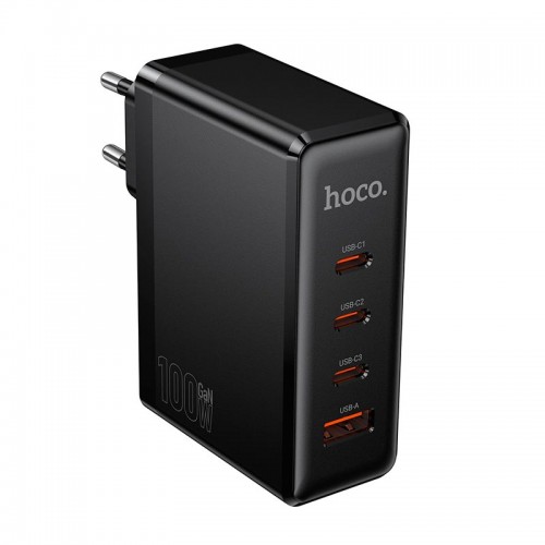 Мережевий адаптер HOCO Vigoroso charger N85 3C/1A, 100W/3A, PD/QC чорний