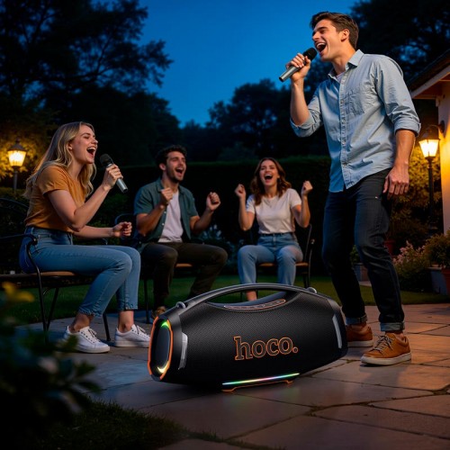 Портативна колонка Hoco Wave BT speaker HT4 Max IPX4 BT5.3, TWS, 550 Вт, 10 год з 2 мікрофонами чорна
