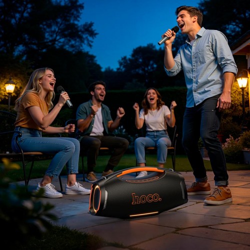 Портативна колонка Hoco Wave BT speaker HT4 Pro IPX4 BT5.3, TWS, 370 Вт, 6 годин із 2 мікрофонами чорна