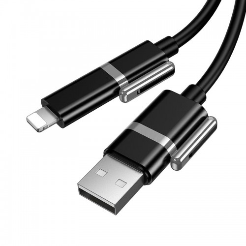 Кабель HOCO USB/C на iP/C Benefit 4-в-1 силіконовий кабель для заряджання та передачі даних U155 |1.2м, 60W/3A| чорний