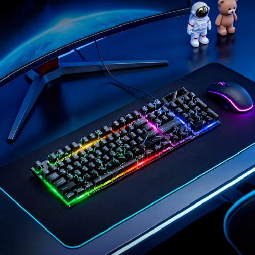 Клавіатура Hoco GM701 Trofeo wired gaming keyboard 104 Keys, UA/ru/EN розкладка LED підсвітка black