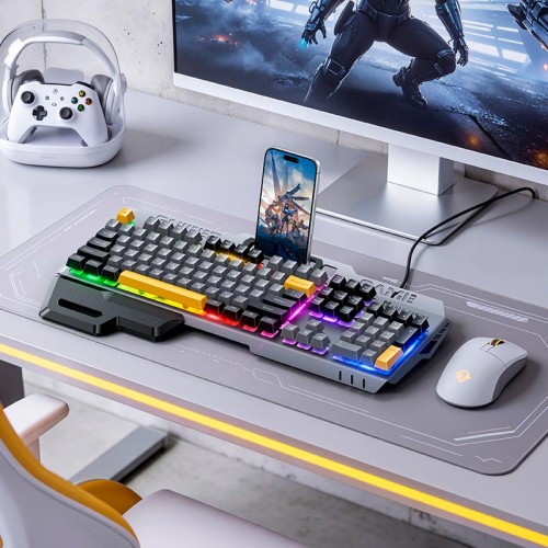 Клавіатура Hoco GM702 Vistoso wired gaming keyboard 104 Keys, UA/ru/EN розкладка RGB підсвітка black