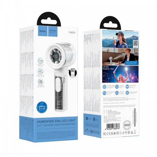 Портативний вентилятор Hoco Spray series ice cooling handheld fan HX614 100Levels, 60dB, 15h, 50mL blue