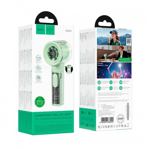 Портативний вентилятор Hoco Spray series ice cooling handheld fan HX614 100Levels, 60dB, 15h, 50mL green