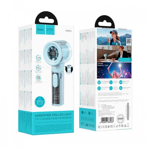 Портативний вентилятор Hoco Spray series ice cooling handheld fan HX614 100Levels, 60dB, 15h, 50mL black