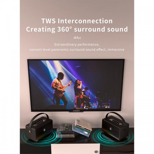 Портативная Bluetooth колонка Xdobo Mirage с 2 микрофонами BT5.3, 130W, USB/AUX, EQ, 12ч black