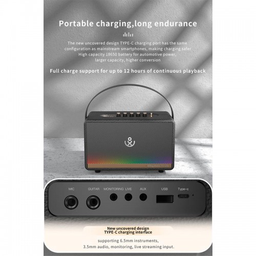 Портативная Bluetooth колонка Xdobo Mirage с 2 микрофонами BT5.3, 130W, USB/AUX, EQ, 12ч black