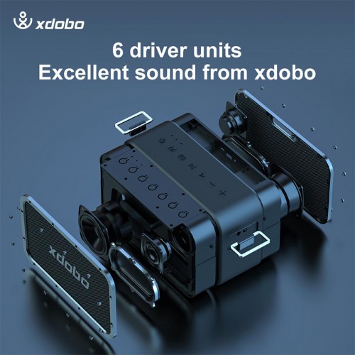 Портативная Bluetooth колонка Xdobo 1983 MAX IPX5 BT5.3, USB/TF/AUX, 120W, TWS, 20h Max black