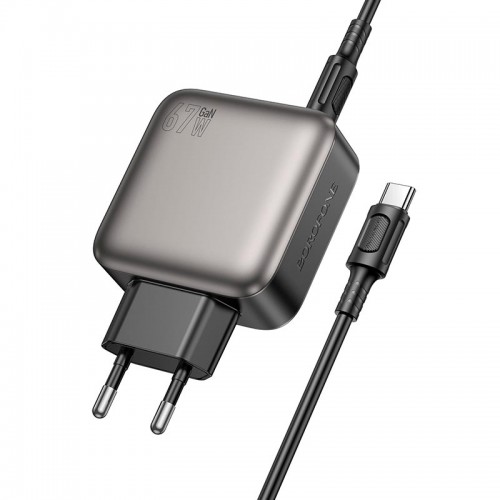 Адаптер мережевий Borofone Type-C to Type-C Absolute charger set BAS57A 1USB/3Type-C, 67W/3A, PD/QC black