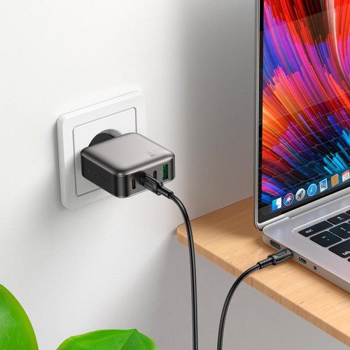 Адаптер мережевий Borofone Type-C to Type-C Absolute charger set BAS57A 1USB/3Type-C, 67W/3A, PD/QC black