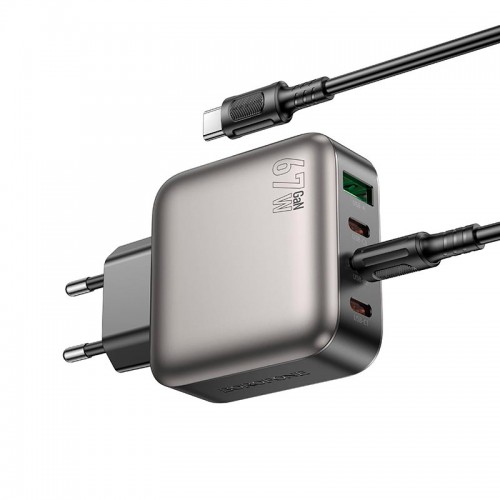 Адаптер мережевий Borofone Type-C to Type-C Absolute charger set BAS57A 1USB/3Type-C, 67W/3A, PD/QC black