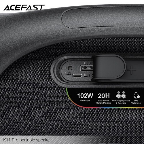 Портативная Bluetooth колонка Acefast K11 Pro IPX5 BT6.0 102W 20h EQ black