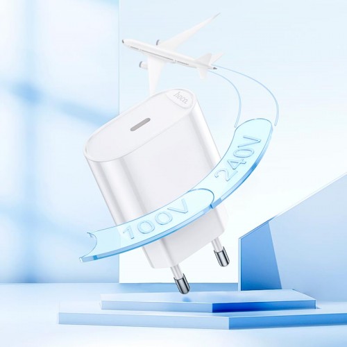 Сетевой адаптер Hoco Fighter single port charger C109A 1Type-C, 3A/20W, PD/QC white