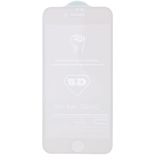 Захисне скло 5D Hard (full glue) (тех.пак) для Apple iPhone 7 / 8 / SE (2020) (4.7") Білий