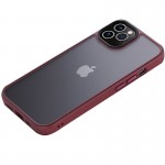 TPU+PC чехол Metal Buttons для Apple iPhone 12 Pro / 12 (6.1") Бордовый
