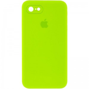 Чохол Silicone Case Square Full Camera Protective (AA) для Apple iPhone 7/8/SE (2020) (4.7") Салатовий / Neon green