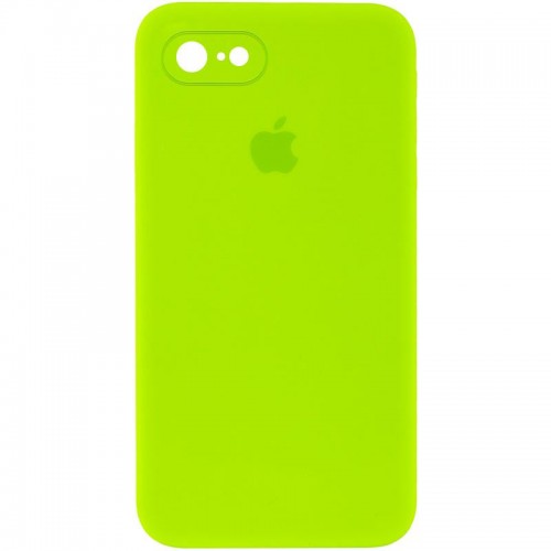 Чохол Silicone Case Square Full Camera Protective (AA) для Apple iPhone 7/8/SE (2020) (4.7") Салатовий / Neon green