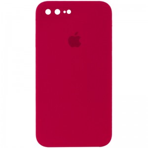 Чохол Silicone Case Square Full Camera Protective (AA) для Apple iPhone 7 plus/8 plus (5.5") Червоний / Rose Red